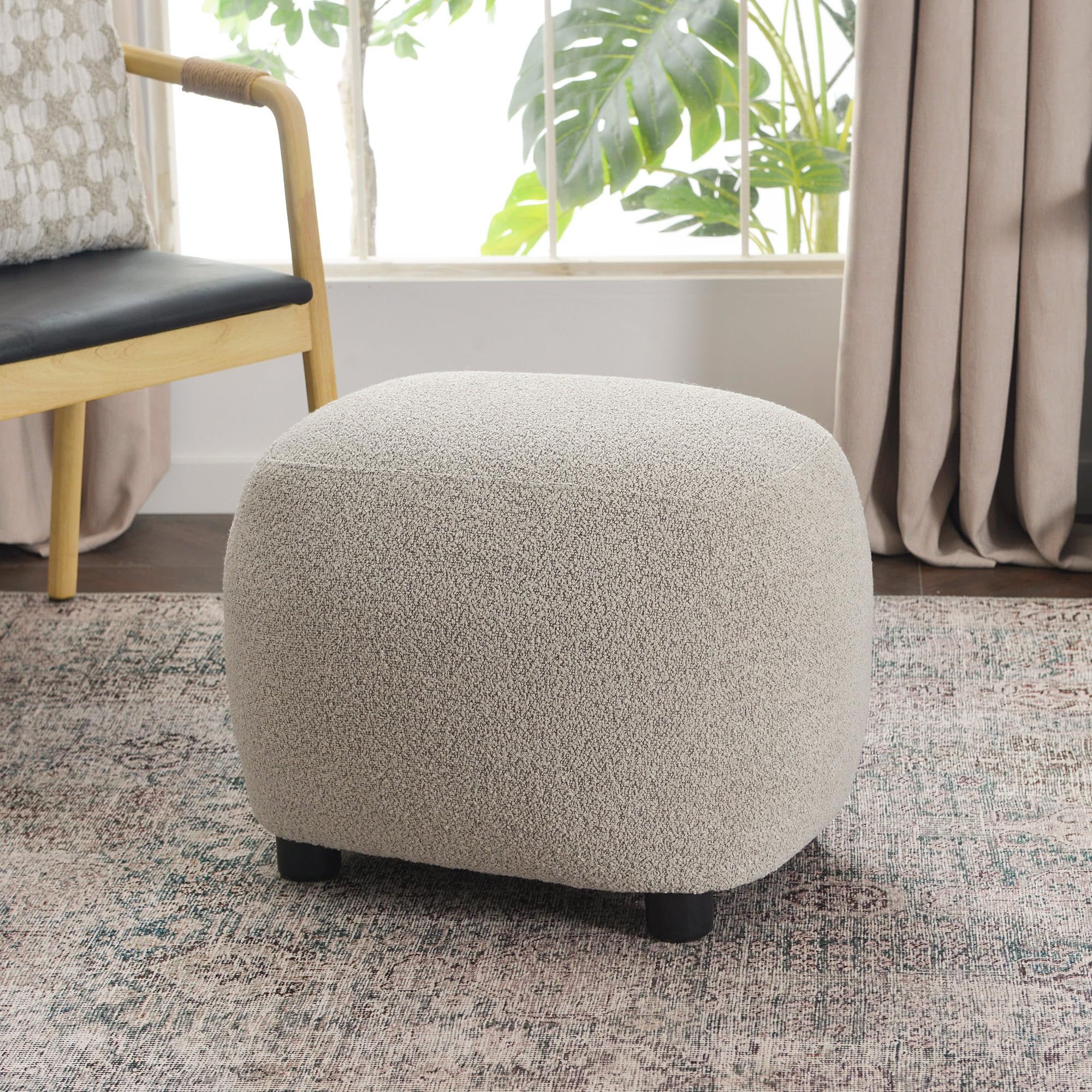 Amazon.com: KINWELL Round Boucle Upholstered Ottoman Chair